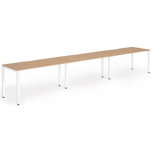 Evolve Plus 1400mm Single Row 3 Person Office Bench Desk Beech Top White Frame Easy2Order : BE393