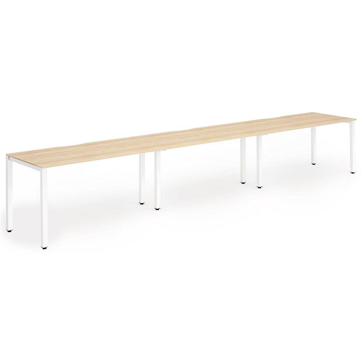 Evolve Plus 1400mm Single Row 3 Person Office Bench Desk Maple Top White Frame Easy2Order : BE394