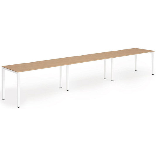 Evolve Plus 1400mm Single Row 3 Person Office Bench Desk Oak Top White Frame Easy2Order : BE395