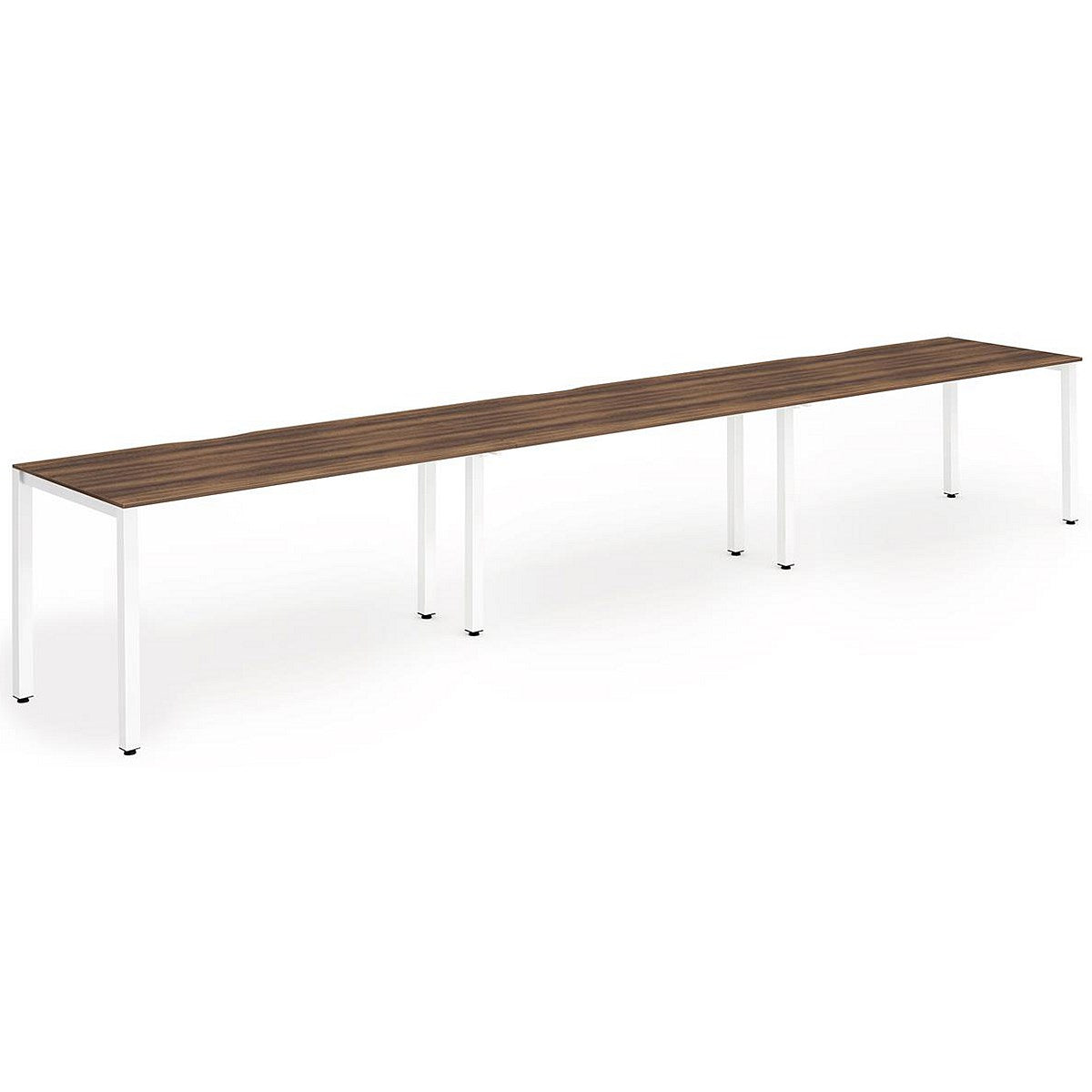 Evolve Plus 1200mm Single Row 3 Person Office Bench Desk Walnut Top White Frame Easy2Order : BE397
