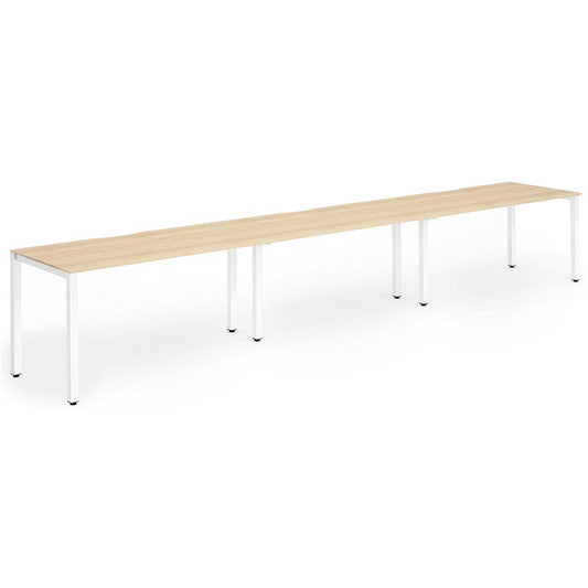 Evolve Plus 1200mm Single Row 3 Person Office Bench Desk Maple Top White Frame Easy2Order : BE399
