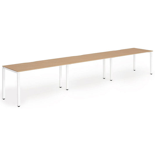 Evolve Plus 1200mm Single Row 3 Person Office Bench Desk Oak Top White Frame Easy2Order : BE400