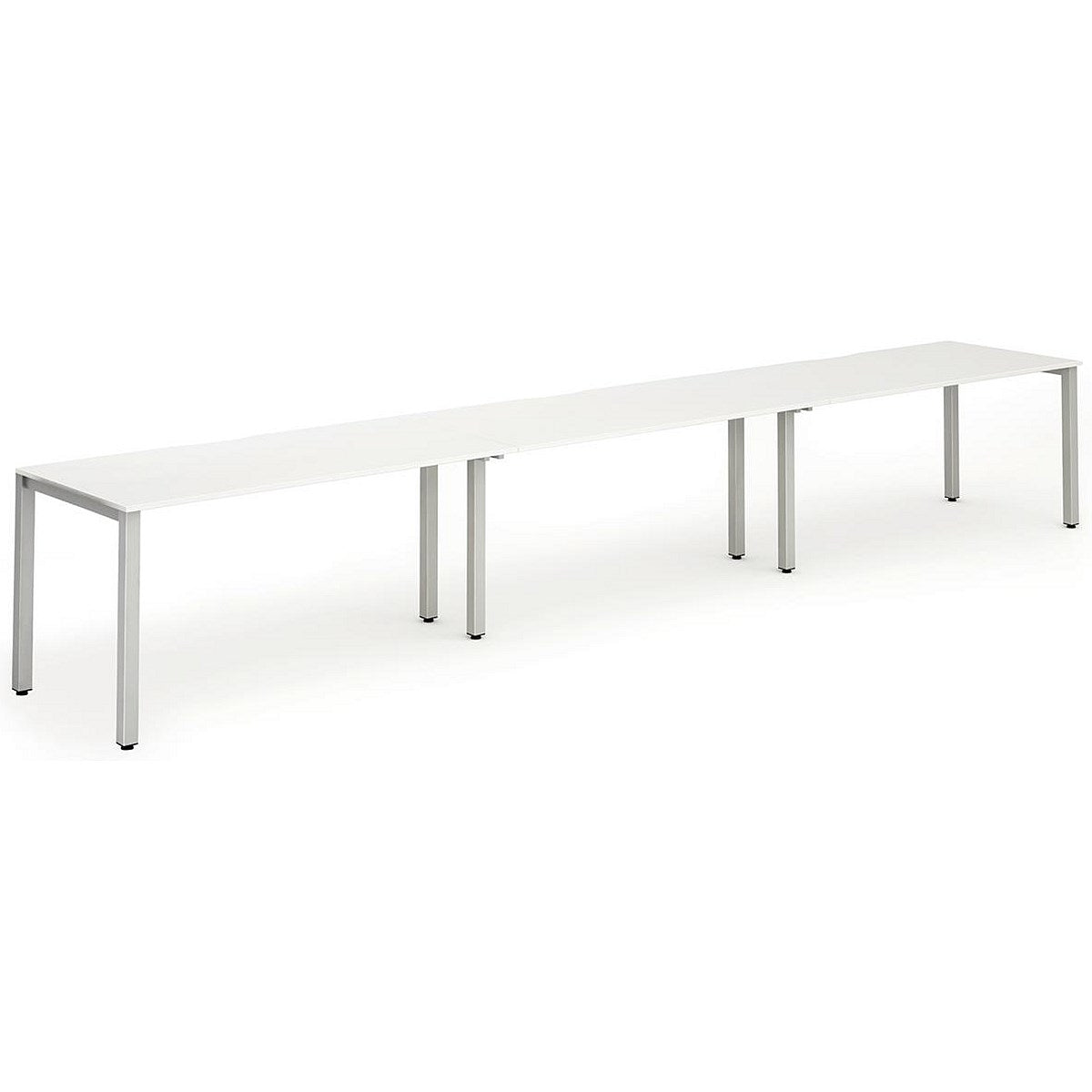 Evolve Plus 1600mm Single Row 3 Person Office Bench Desk White Top Silver Frame Easy2Order : BE406