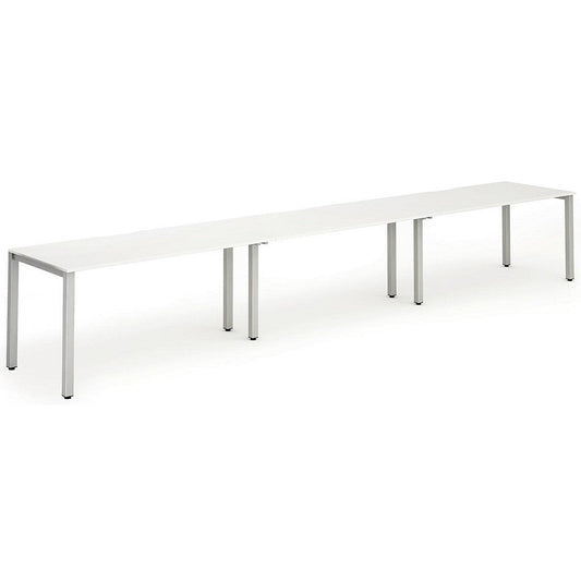 Evolve Plus 1600mm Single Row 3 Person Office Bench Desk White Top Silver Frame Easy2Order : BE406