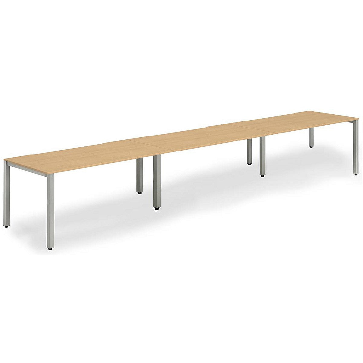 Evolve Plus 1600mm Single Row 3 Person Office Bench Desk Beech Top Silver Frame Easy2Order : BE408