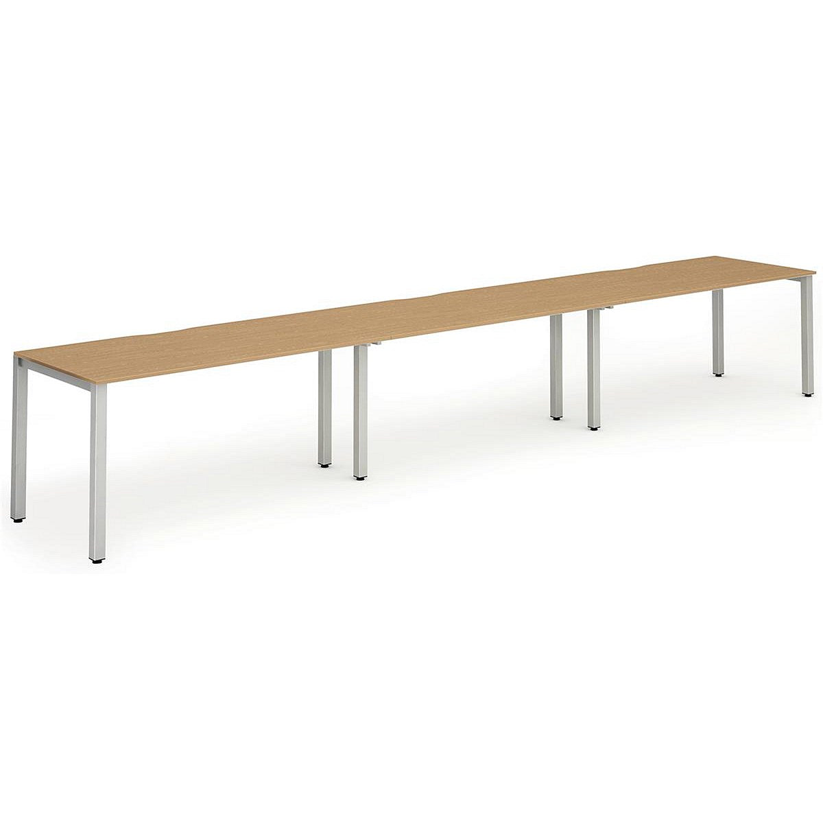 Evolve Plus 1600mm Single Row 3 Person Office Bench Desk Oak Top Silver Frame Easy2Order : BE410