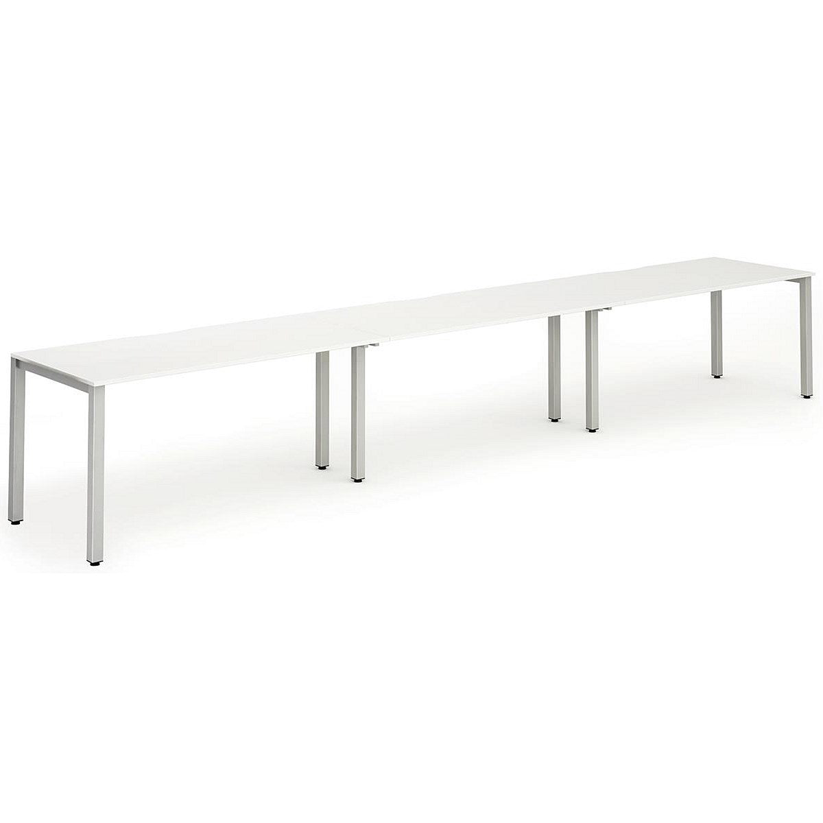 Evolve Plus 1400mm Single Row 3 Person Office Bench Desk White Top Silver Frame Easy2Order : BE411
