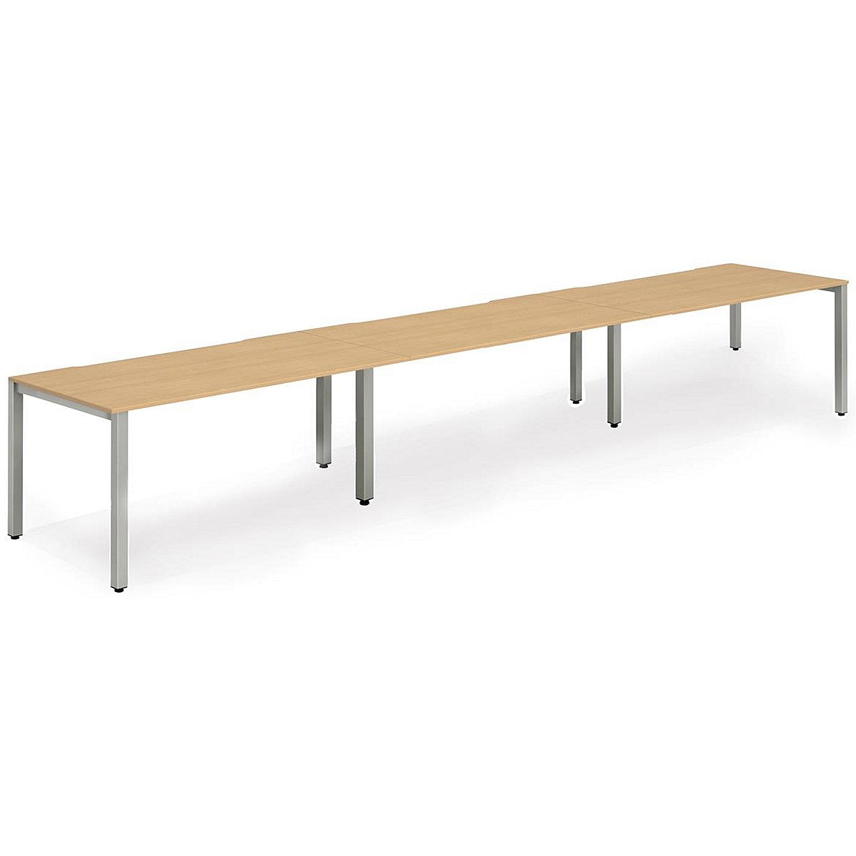 Evolve Plus 1400mm Single Row 3 Person Office Bench Desk Beech Top Silver Frame Easy2Order : BE413
