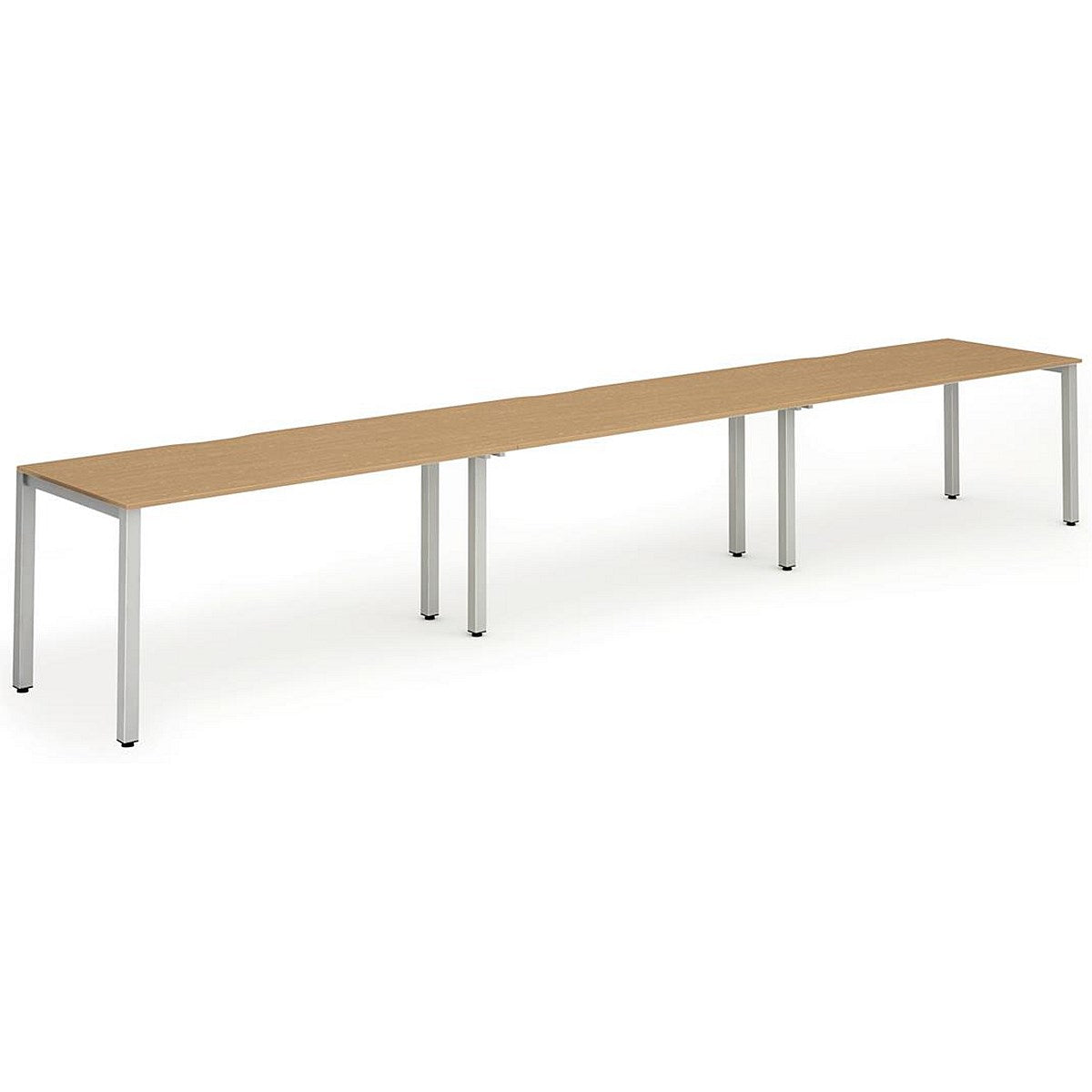 Evolve Plus 1400mm Single Row 3 Person Office Bench Desk Oak Top Silver Frame Easy2Order : BE415