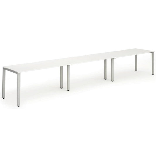 Evolve Plus 1200mm Single Row 3 Person Office Bench Desk White Top Silver Frame Easy2Order : BE416