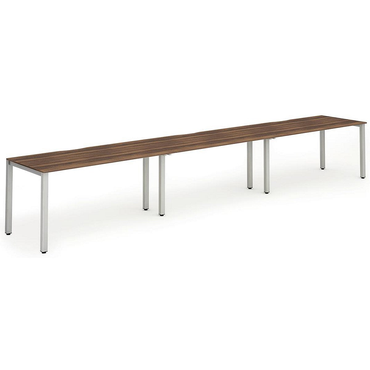 Evolve Plus 1200mm Single Row 3 Person Office Bench Desk Walnut Top Silver Frame Easy2Order : BE417