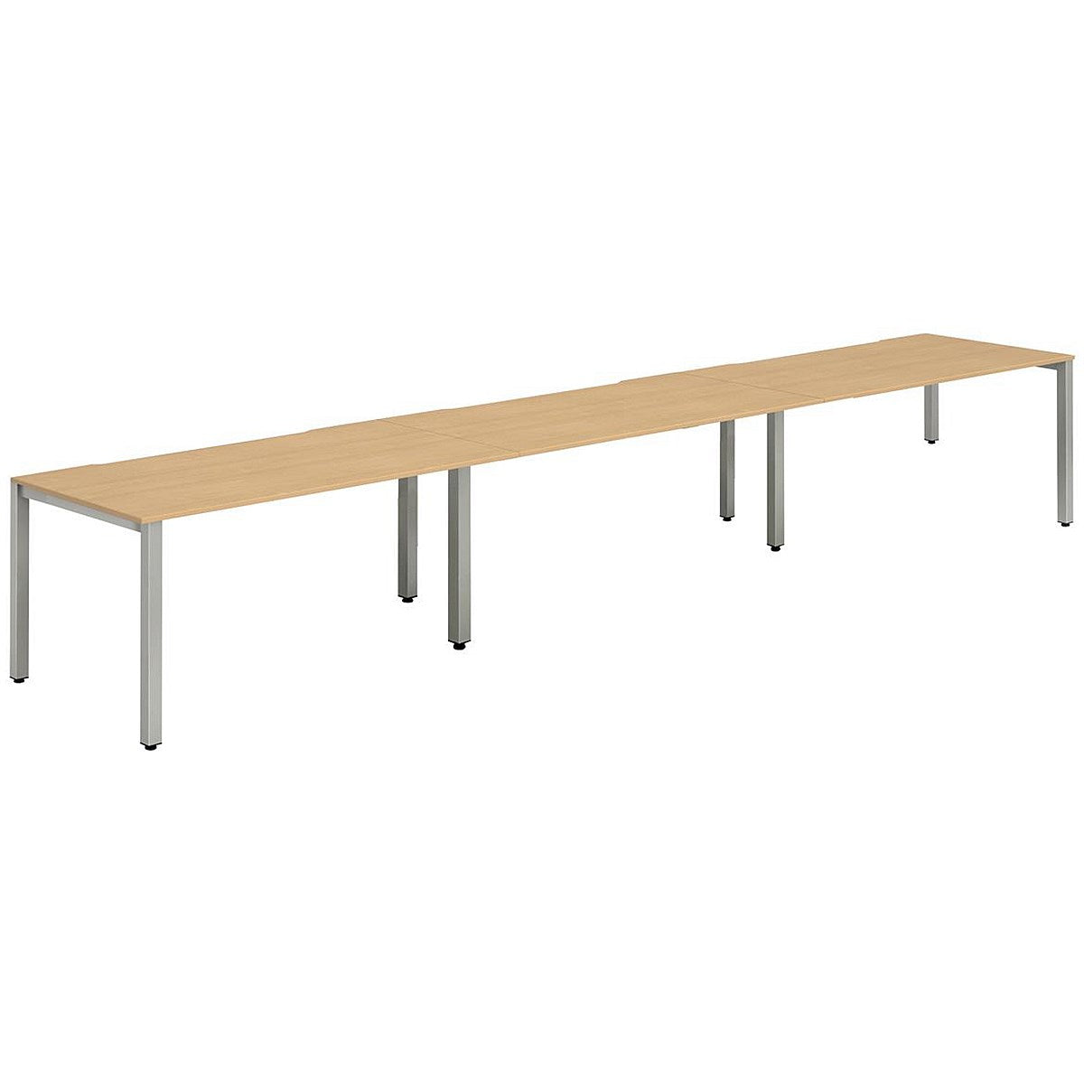 Evolve Plus 1200mm Single Row 3 Person Office Bench Desk Beech Top Silver Frame Easy2Order : BE418