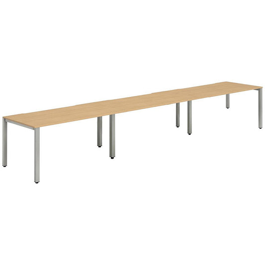 Evolve Plus 1200mm Single Row 3 Person Office Bench Desk Beech Top Silver Frame Easy2Order : BE418
