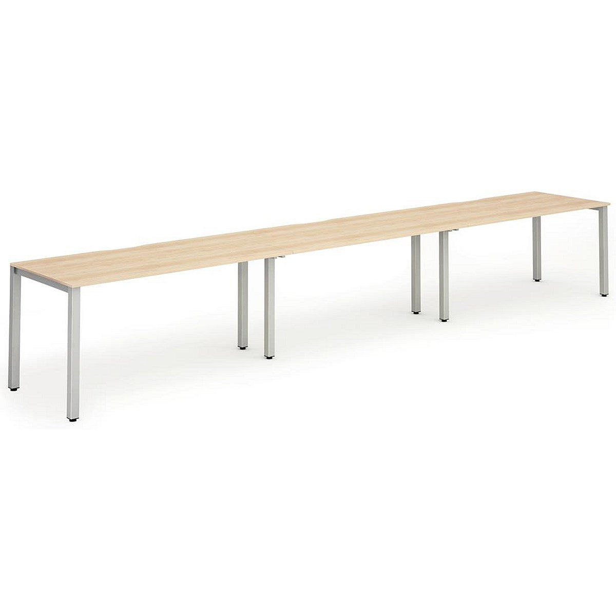 Evolve Plus 1200mm Single Row 3 Person Office Bench Desk Maple Top Silver Frame Easy2Order : BE419