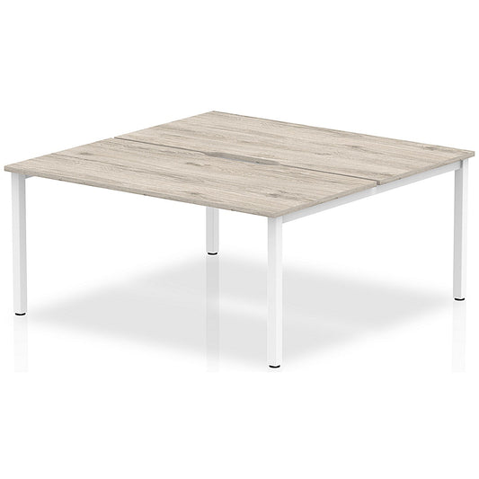 Evolve Plus 1200mm B2B 2 Person Office Bench Desk Grey Oak Top White Frame Easy2Order : BE742