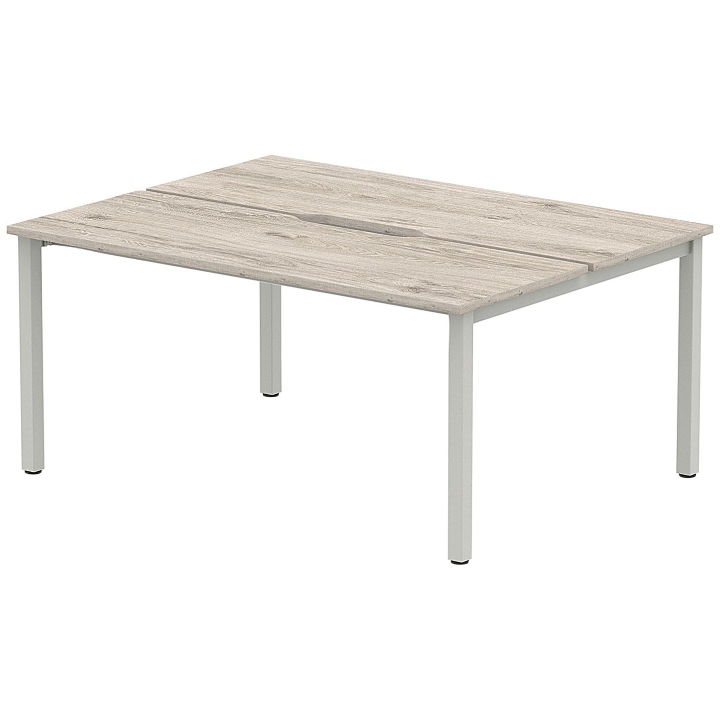 Evolve Plus 1600mm B2B 2 Person Office Bench Desk Grey Oak Top Silver Frame Easy2Order : BE745