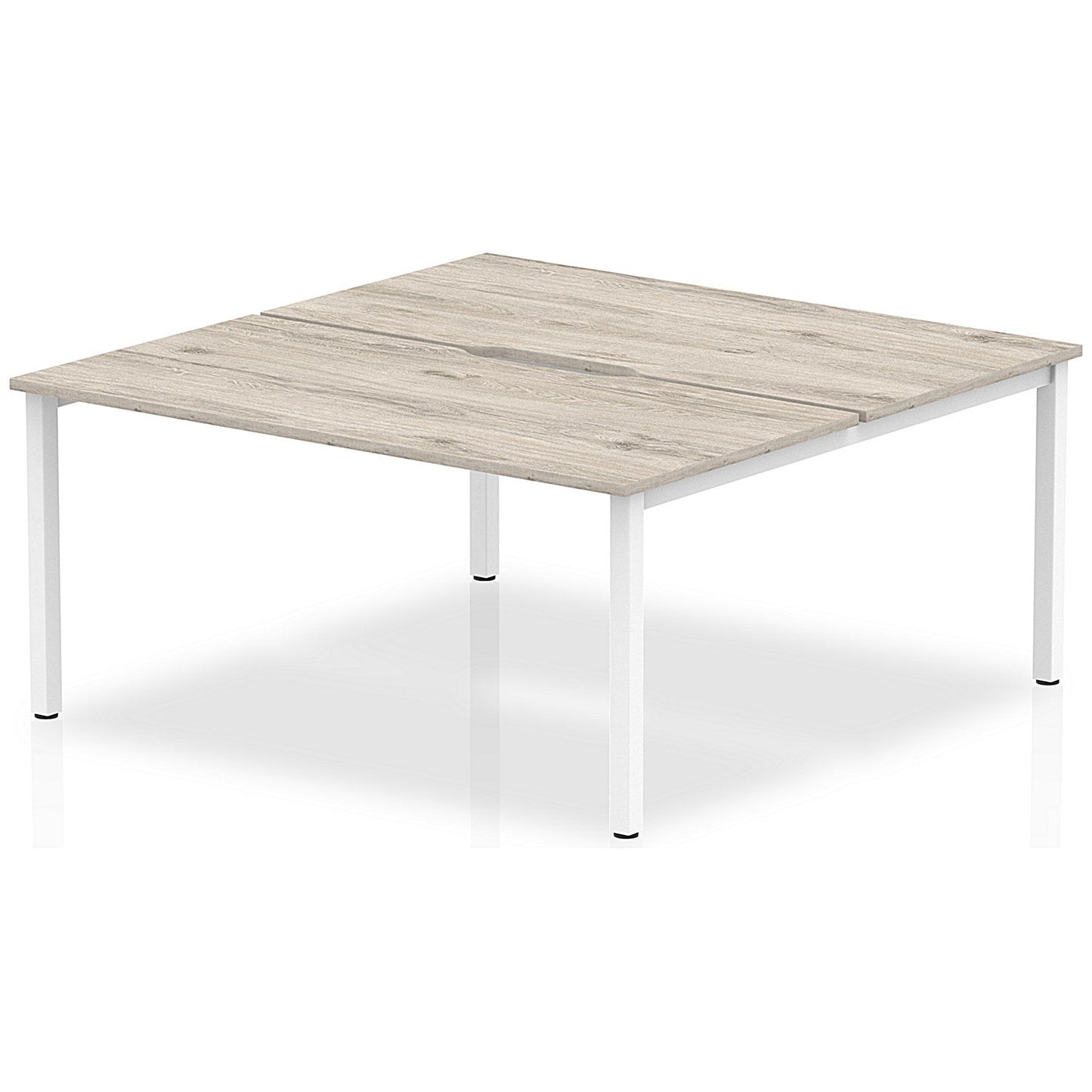 Evolve Plus 1600mm B2B 2 Person Office Bench Desk Grey Oak Top White Frame Easy2Order : BE746
