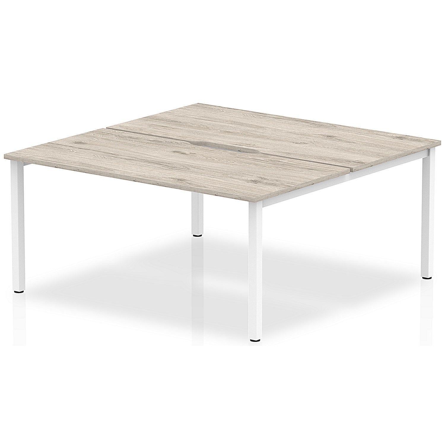 Evolve Plus 1600mm B2B 2 Person Office Bench Desk Grey Oak Top White Frame Easy2Order : BE746