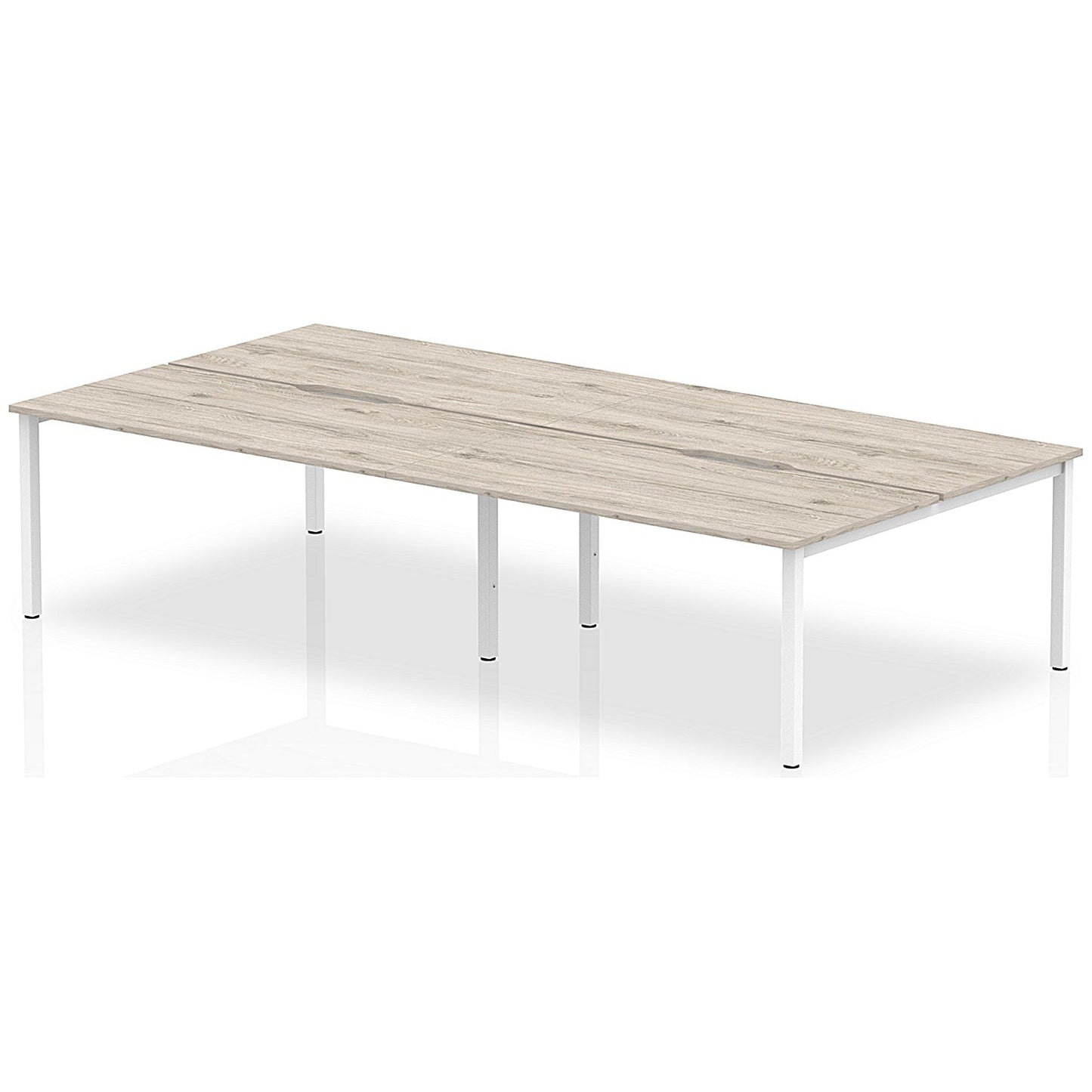 Evolve Plus 1200mm B2B 4 Person Office Bench Desk Grey Oak Top White Frame Easy2Order : BE748
