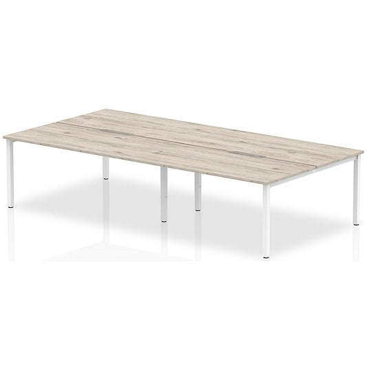 Evolve Plus 1400mm B2B 4 Person Office Bench Desk Grey Oak Top White Frame Easy2Order : BE750