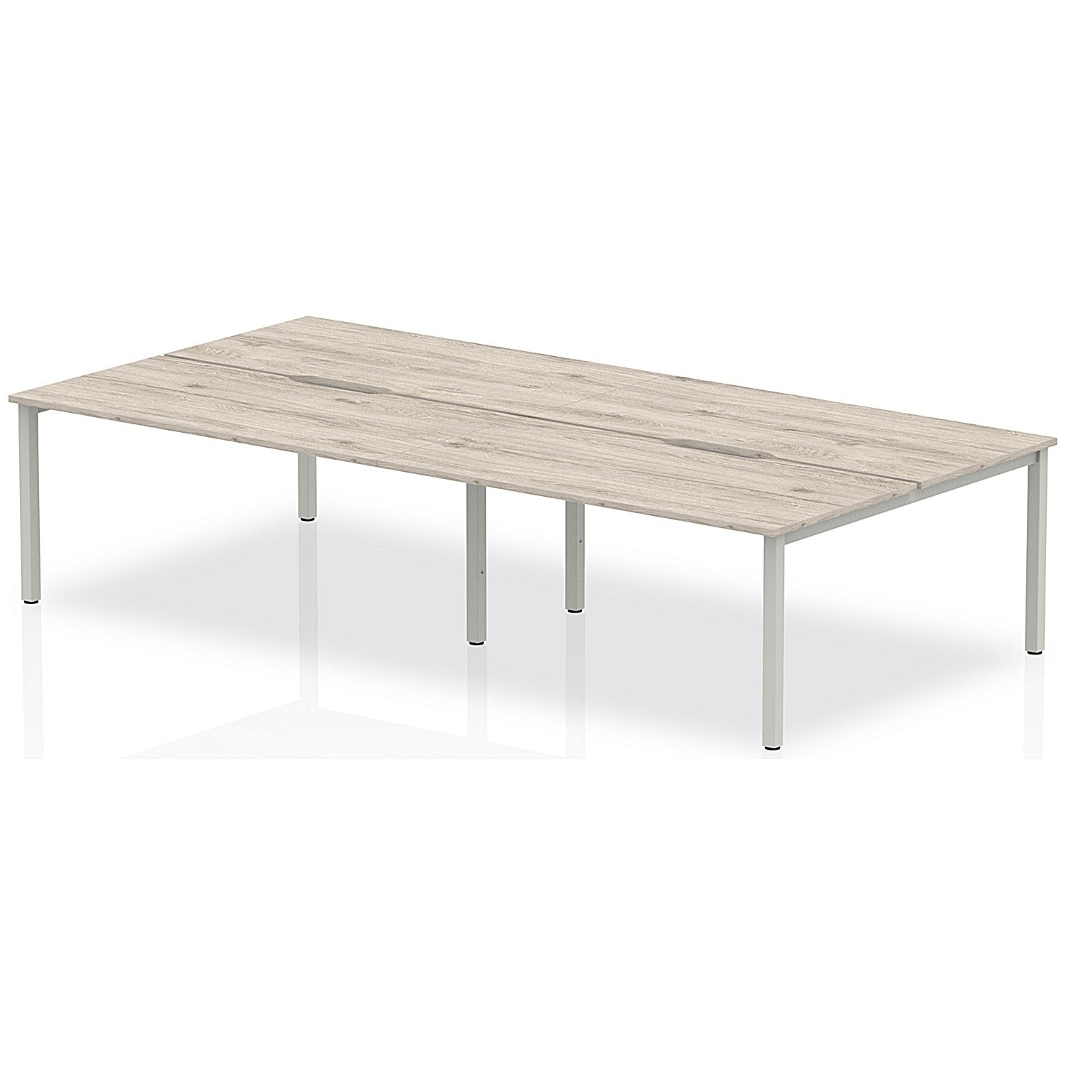 Evolve Plus 1600mm B2B 4 Person Office Bench Desk Grey Oak Top Silver Frame Easy2Order : BE751