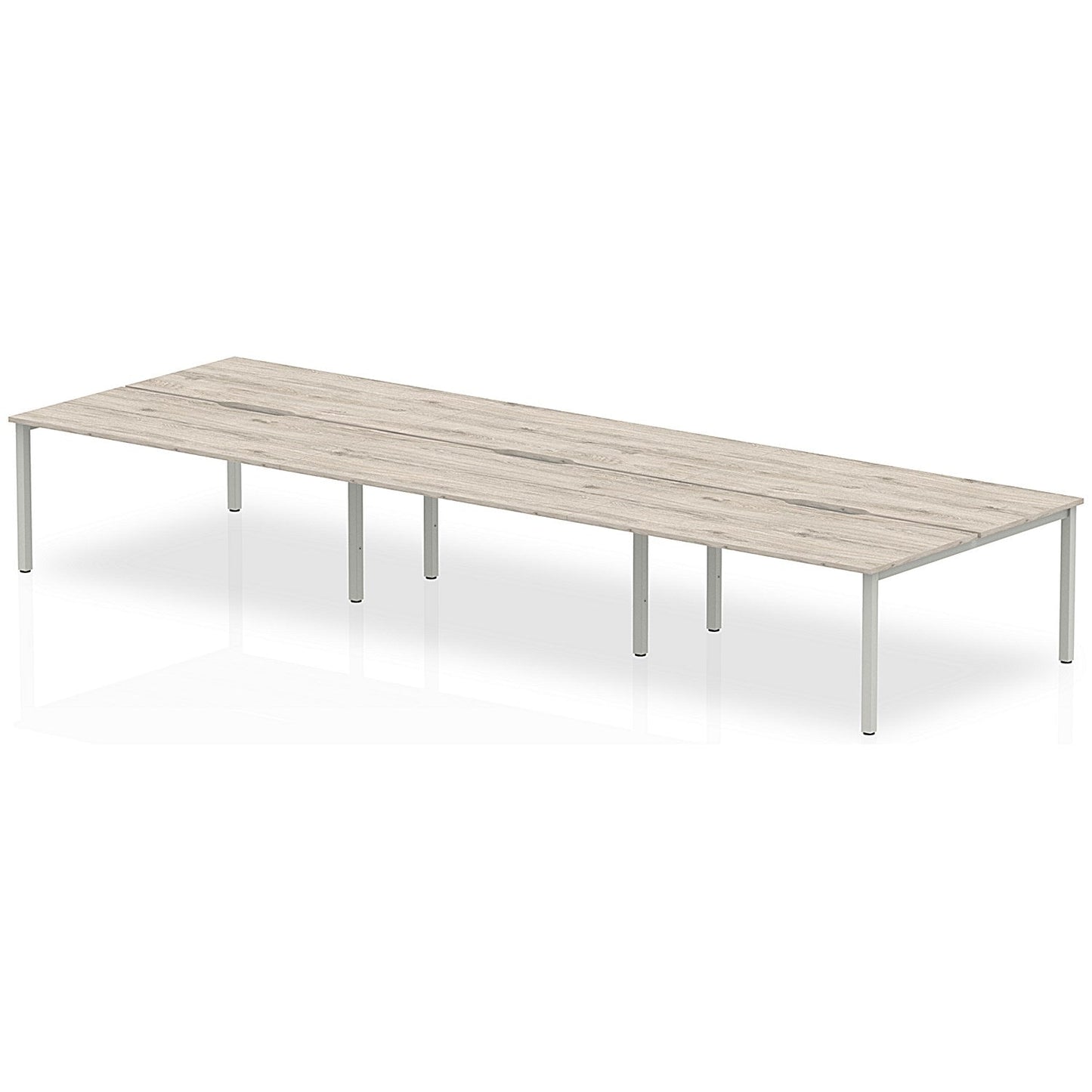 Evolve Plus 1200mm B2B 6 Person Office Bench Desk Grey Oak Top Silver Frame Easy2Order : BE753