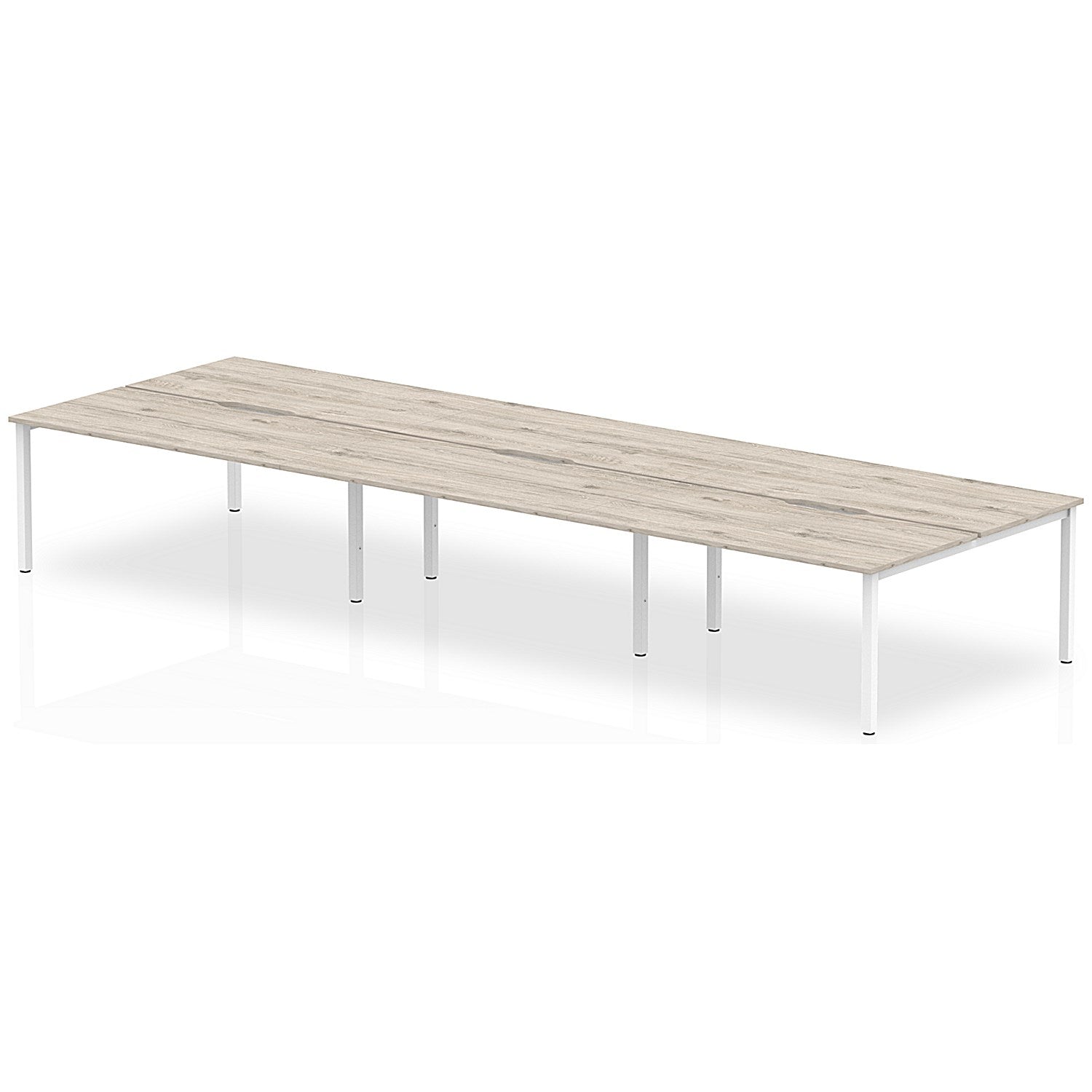 Evolve Plus 1200mm B2B 6 Person Office Bench Desk Grey Oak Top White Frame Easy2Order : BE754