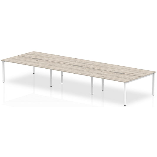 Evolve Plus 1400mm B2B 6 Person Office Bench Desk Grey Oak Top White Frame Easy2Order : BE756