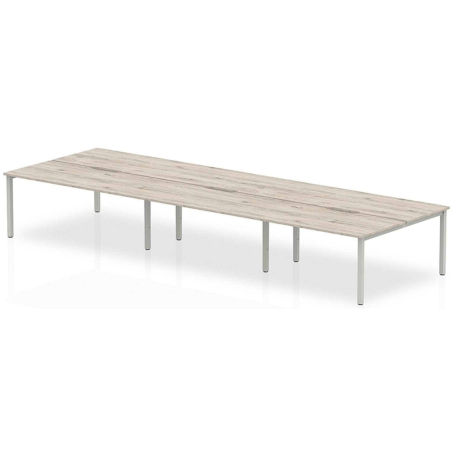 Evolve Plus 1600mm B2B 6 Person Office Bench Desk Grey Oak Top Silver Frame Easy2Order : BE757