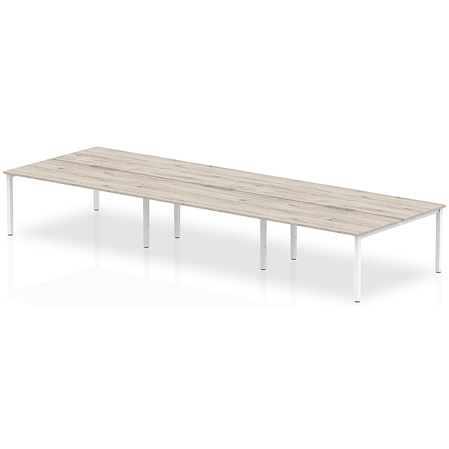 Evolve Plus 1600mm B2B 6 Person Office Bench Desk Grey Oak Top White Frame Easy2Order : BE758