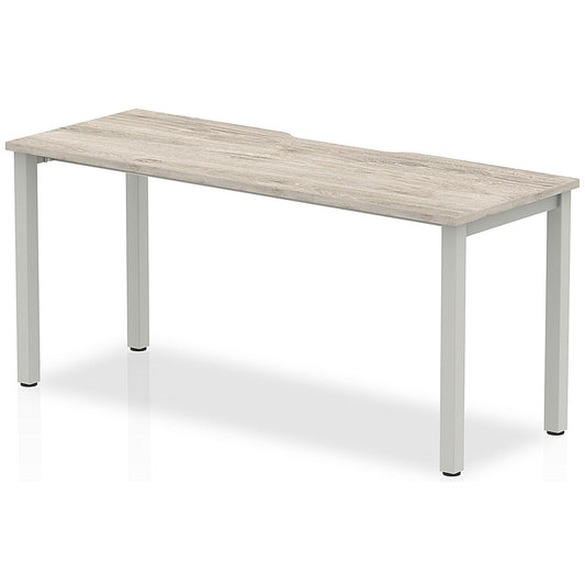 Evolve Plus 1600mm Single Starter Office Bench Desk Grey Oak Top Silver Frame Easy2Order : BE763