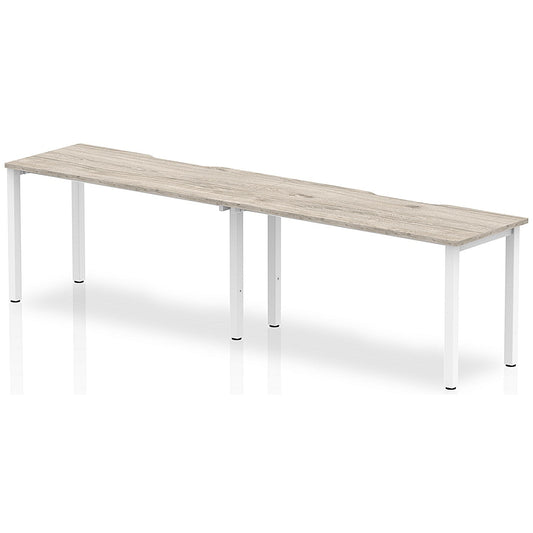 Evolve Plus 1400mm Single Row 2 Person Office Bench Desk Grey Oak Top White Frame Easy2Order : BE768