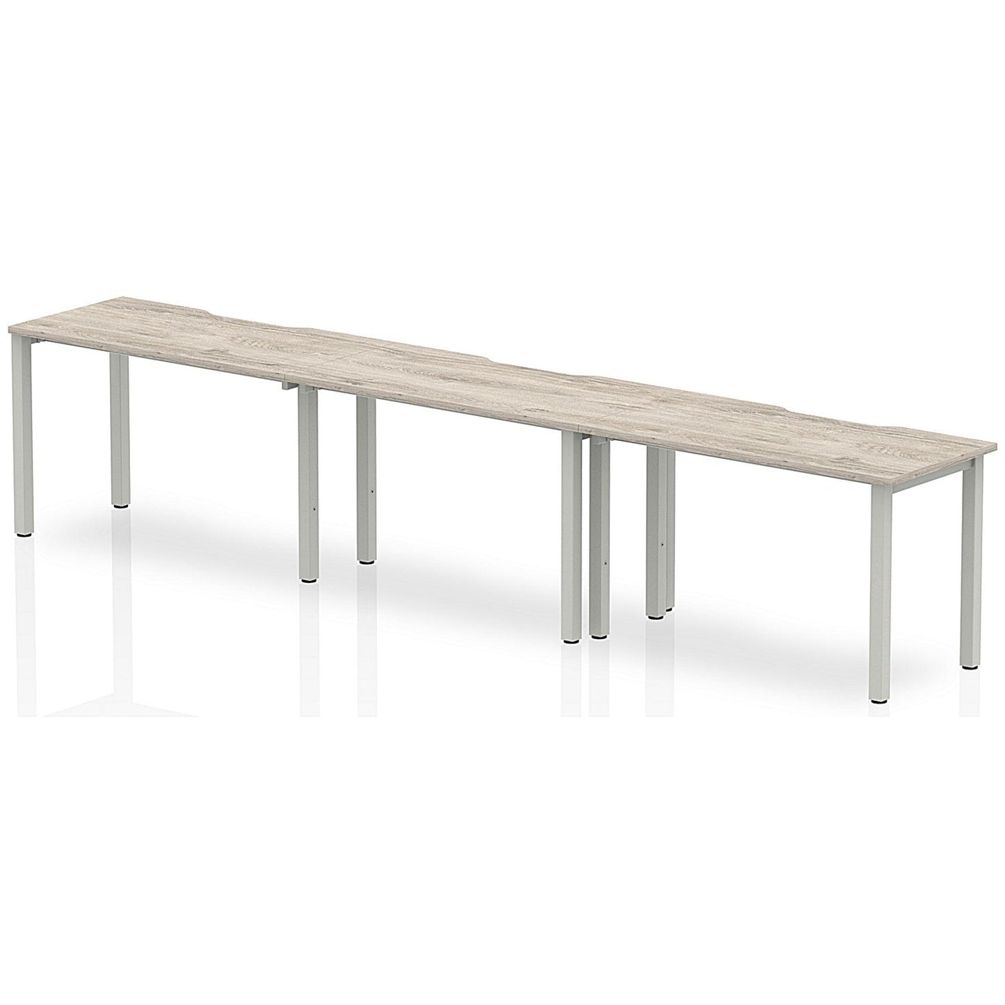 Evolve Plus 1200mm Single Row 3 Person Office Bench Desk Grey Oak Top Silver Frame Easy2Order : BE771