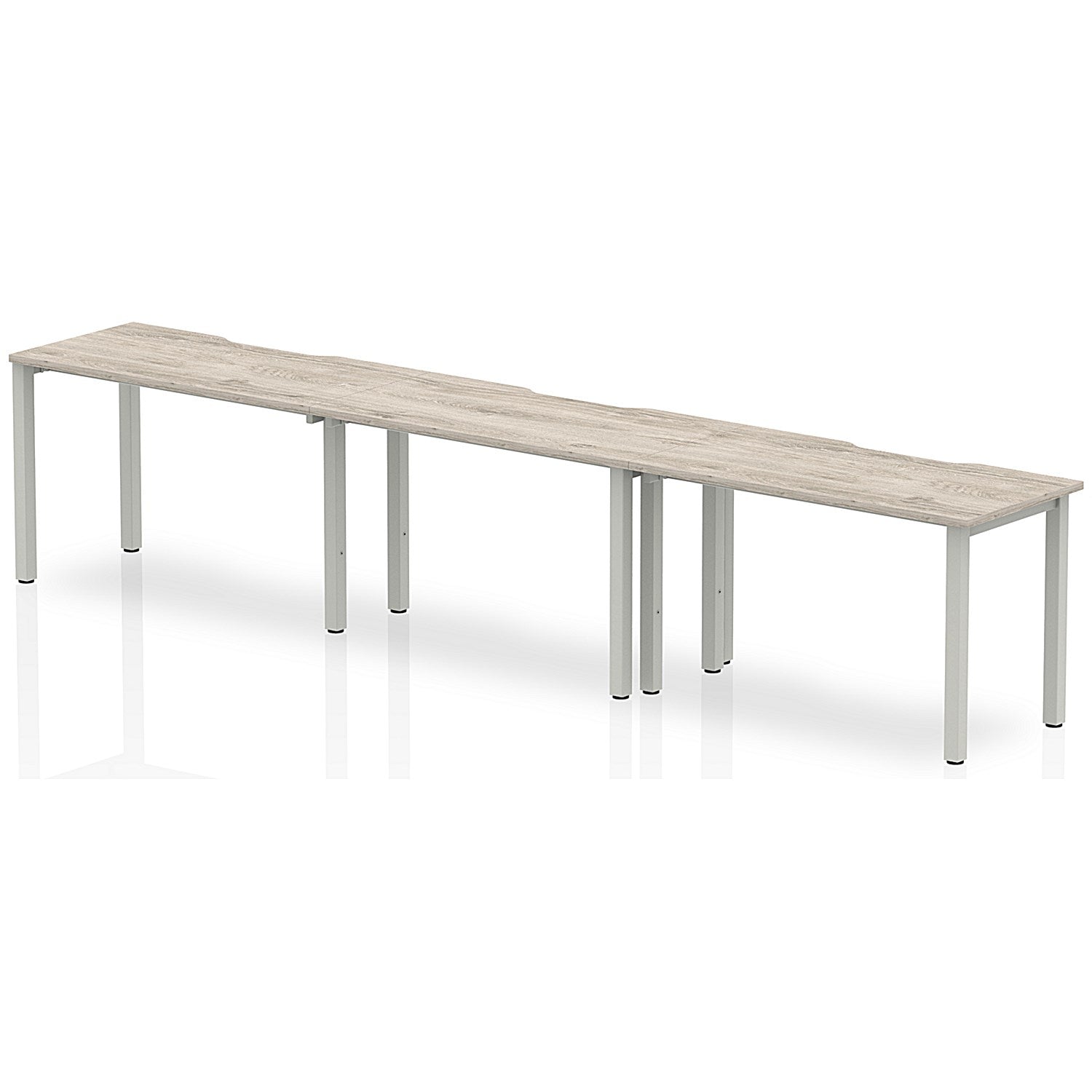 Evolve Plus 1200mm Single Row 3 Person Office Bench Desk Grey Oak Top Silver Frame Easy2Order : BE771