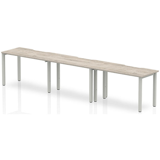 Evolve Plus 1200mm Single Row 3 Person Office Bench Desk Grey Oak Top Silver Frame Easy2Order : BE771