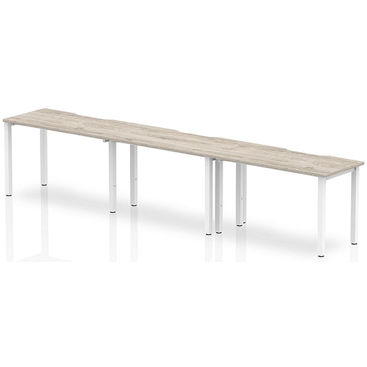 Evolve Plus 1200mm Single Row 3 Person Office Bench Desk Grey Oak Top White Frame Easy2Order : BE772