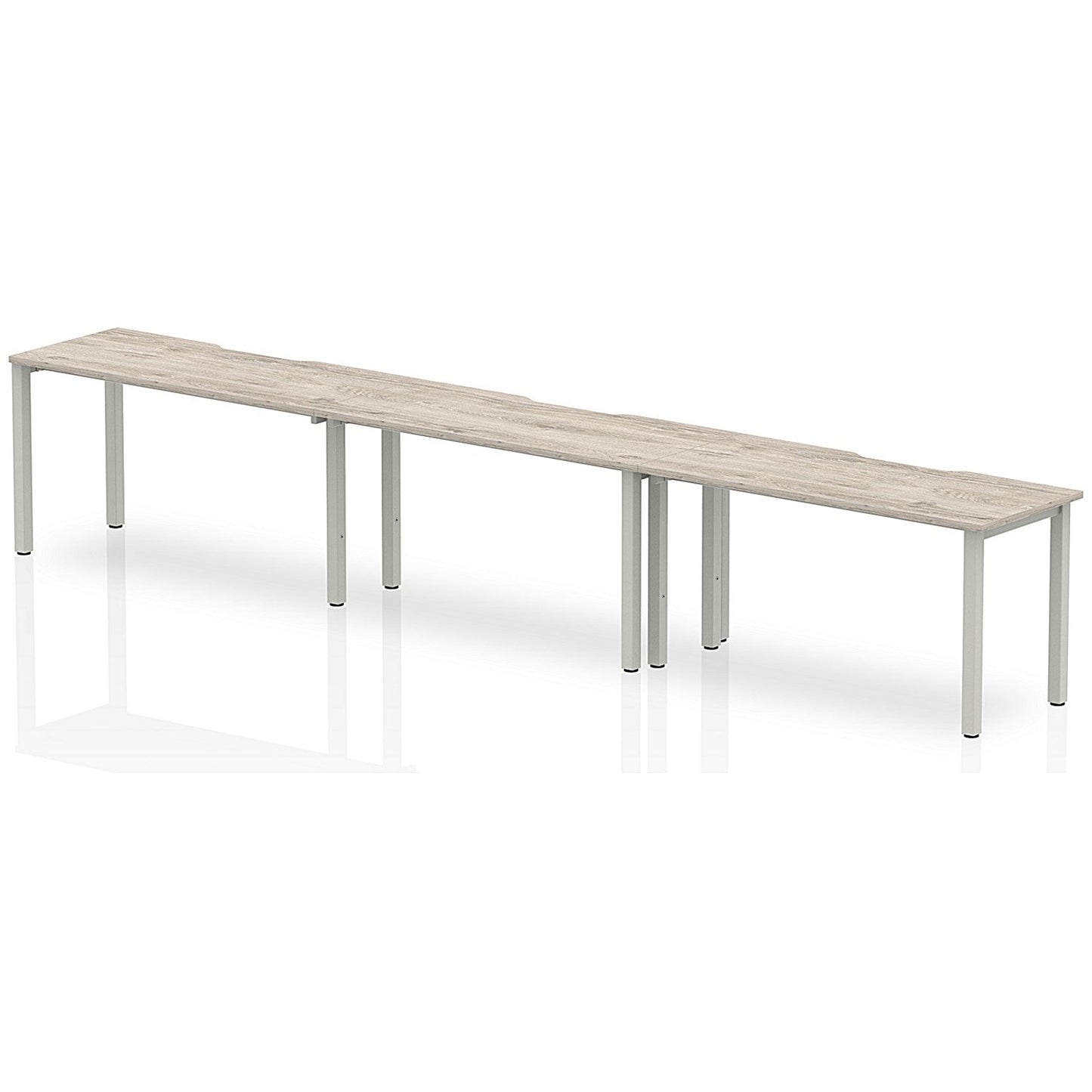 Evolve Plus 1400mm Single Row 3 Person Office Bench Desk Grey Oak Top Silver Frame Easy2Order : BE773
