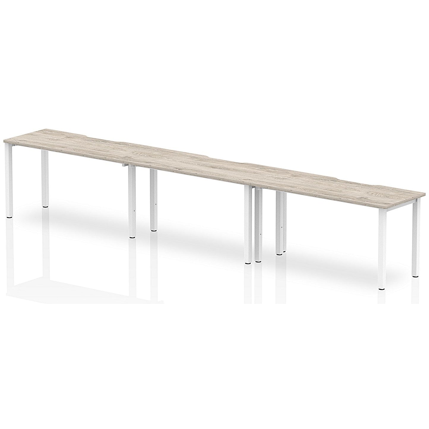 Evolve Plus 1400mm Single Row 3 Person Office Bench Desk Grey Oak Top White Frame Easy2Order : BE774