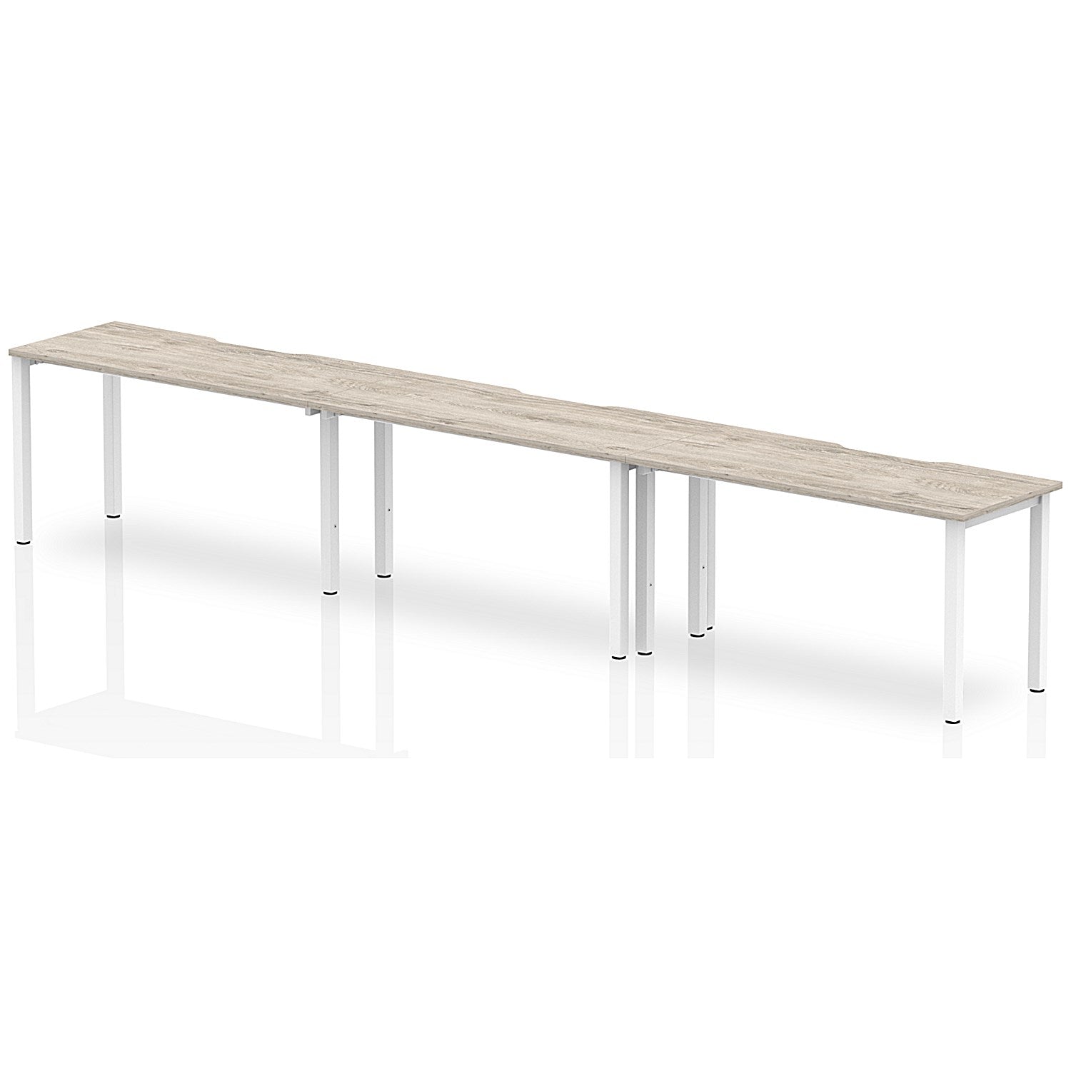 Evolve Plus 1400mm Single Row 3 Person Office Bench Desk Grey Oak Top White Frame Easy2Order : BE774