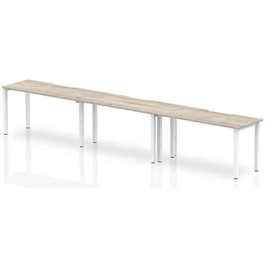 Evolve Plus 1400mm Single Row 3 Person Office Bench Desk Grey Oak Top White Frame Easy2Order : BE774