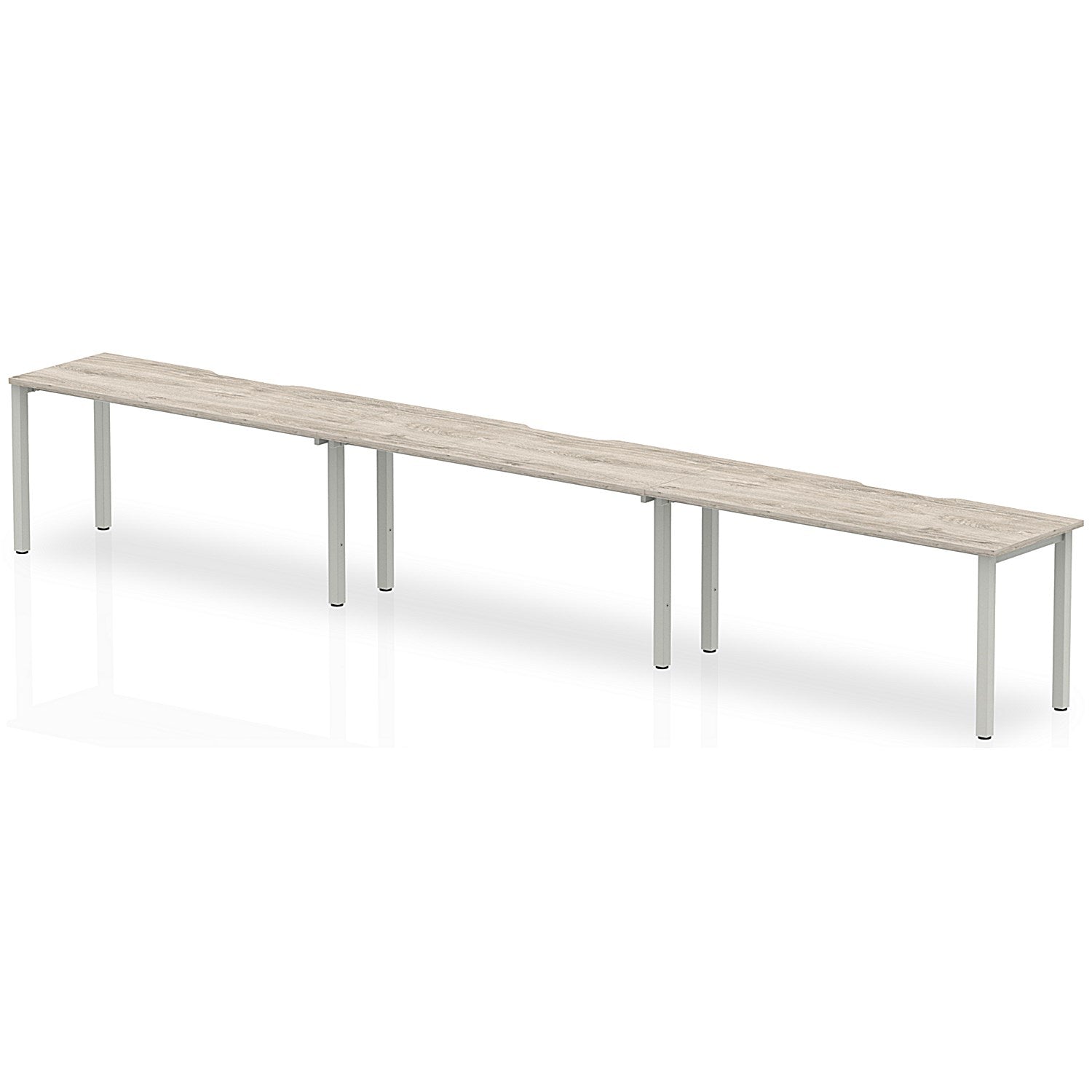 Evolve Plus 1600mm Single Row 3 Person Office Bench Desk Grey Oak Top Silver Frame Easy2Order : BE775