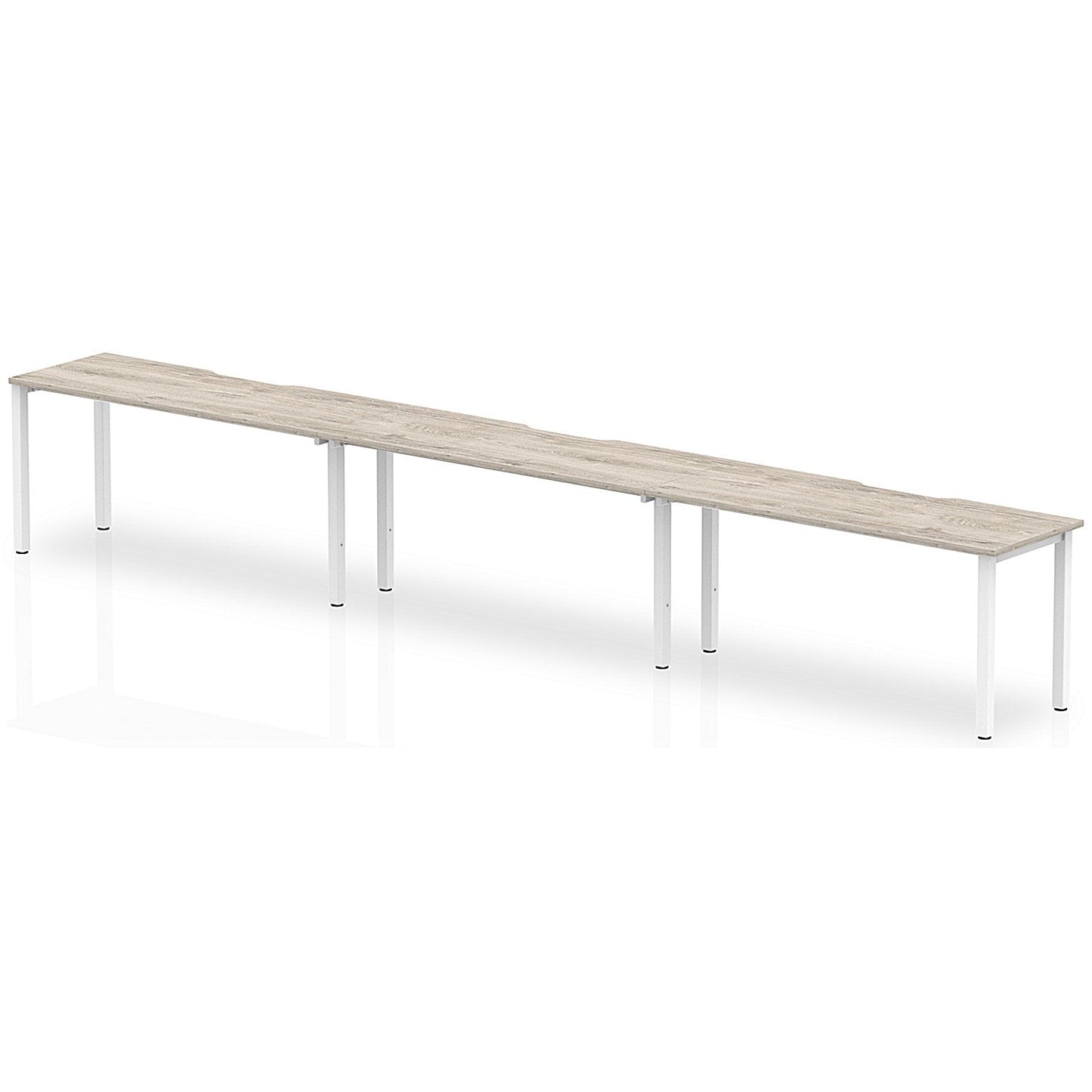 Evolve Plus 1600mm Single Row 3 Person Office Bench Desk Grey Oak Top White Frame Easy2Order : BE776