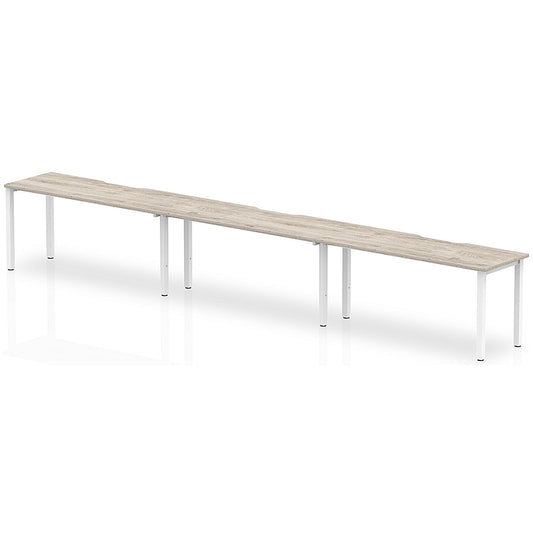 Evolve Plus 1600mm Single Row 3 Person Office Bench Desk Grey Oak Top White Frame Easy2Order : BE776