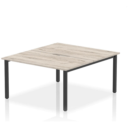 Evolve Plus 1400mm B2B 2 Person Office Bench Desk Grey Oak Top Black Frame Easy2Order : BE800