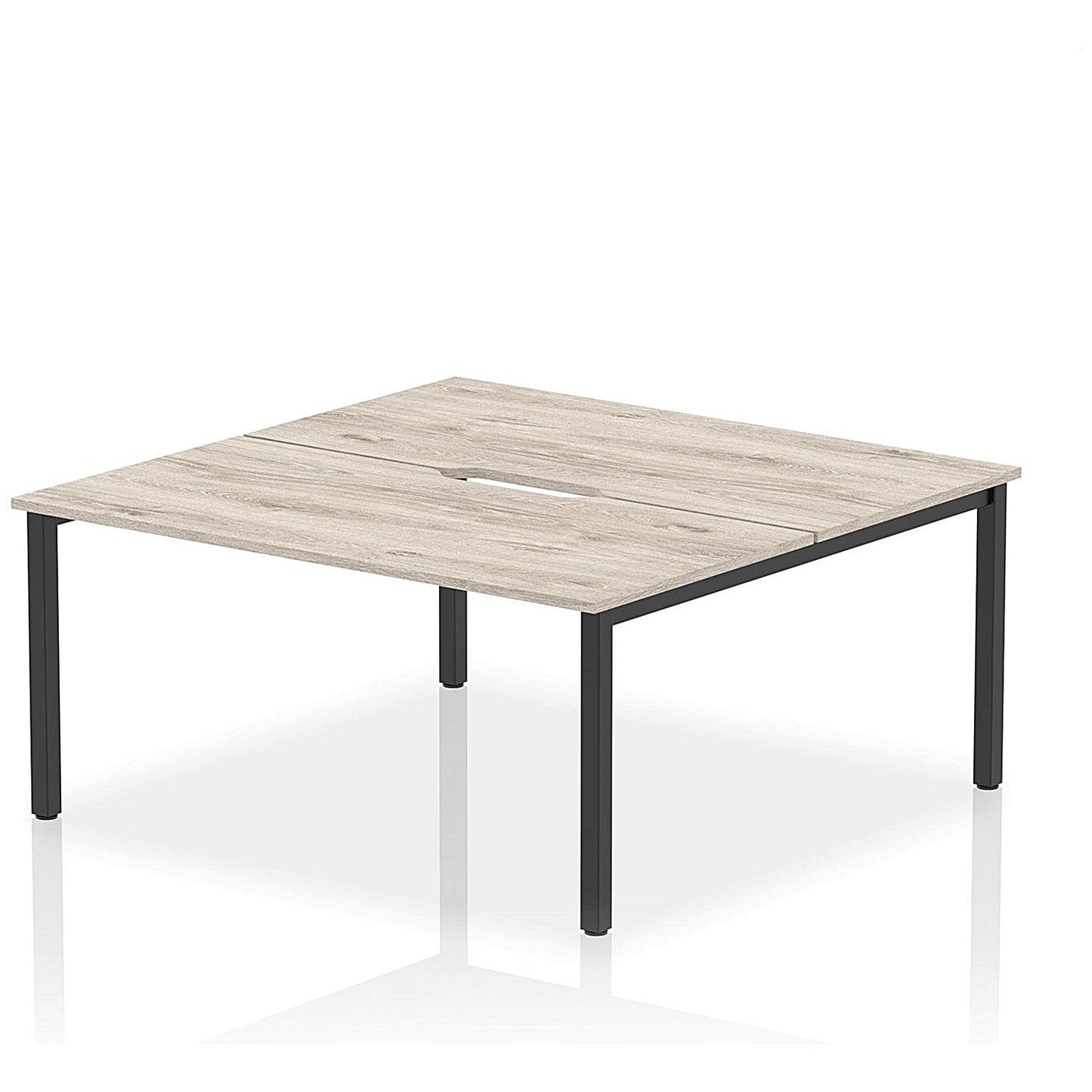 Evolve Plus 1600mm B2B 2 Person Office Bench Desk Grey Oak Top Black Frame Easy2Order : BE806