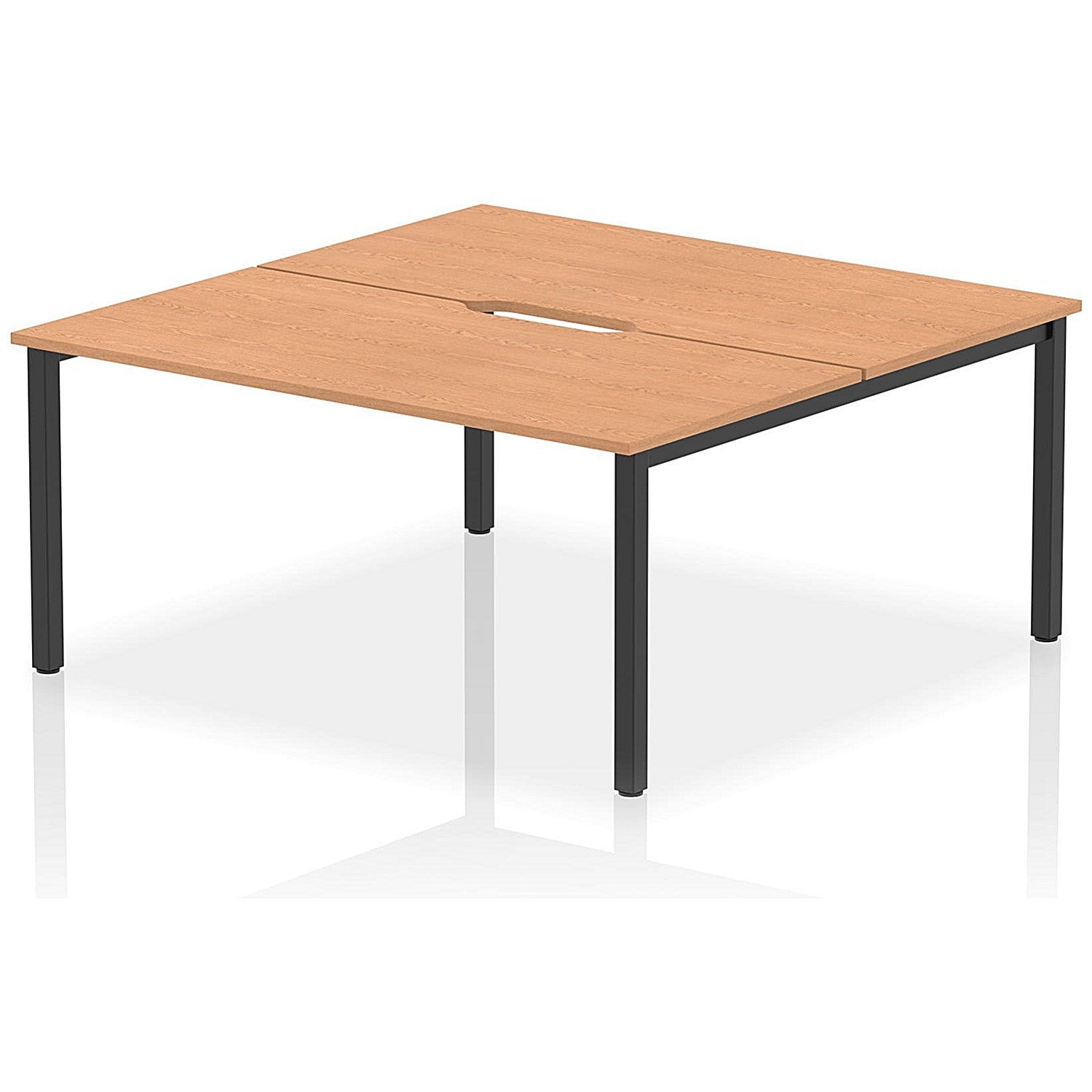Evolve Plus 1600mm B2B 2 Person Office Bench Desk Oak Top Black Frame Easy2Order : BE808