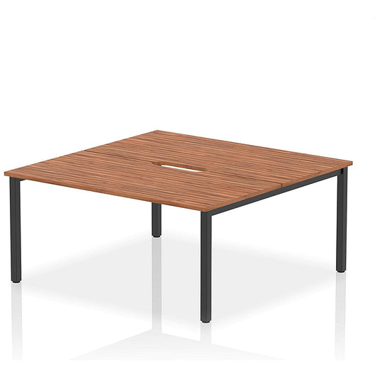 Evolve Plus 1600mm B2B 2 Person Office Bench Desk Walnut Top Black Frame Easy2Order : BE810
