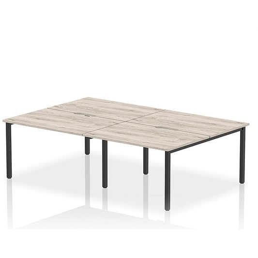 Evolve Plus 1200mm B2B 4 Person Office Bench Desk Grey Oak Top Black Frame Easy2Order : BE812