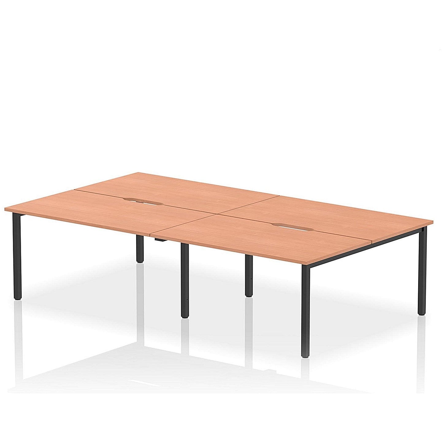 Evolve Plus 1400mm B2B 4 Person Office Bench Desk Beech Top Black Frame Easy2Order : BE817