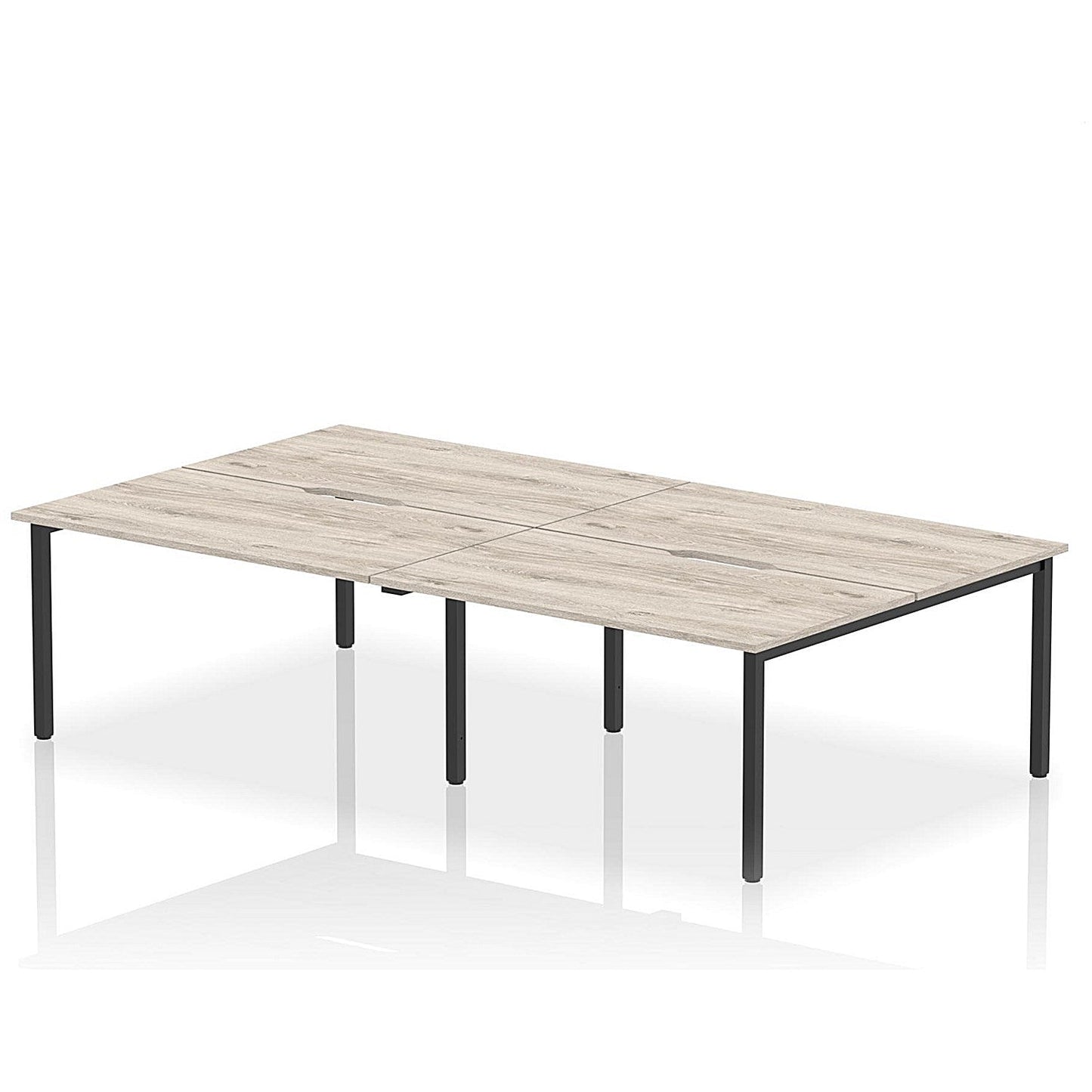 Evolve Plus 1400mm B2B 4 Person Office Bench Desk Grey Oak Top Black Frame Easy2Order : BE818